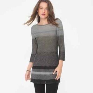 White House Black Market  Metallic Striped Block Tunic - Small